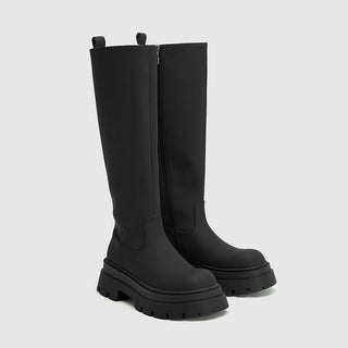 Knee-length thick-soled slim boots