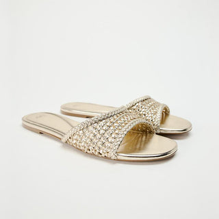 Braided hollow flat sandals