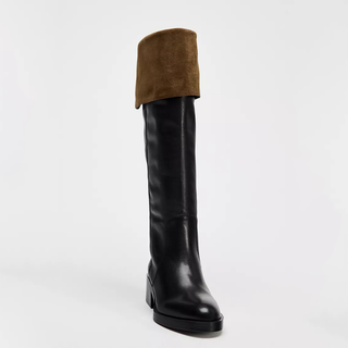 Genuine leather thick heel boots