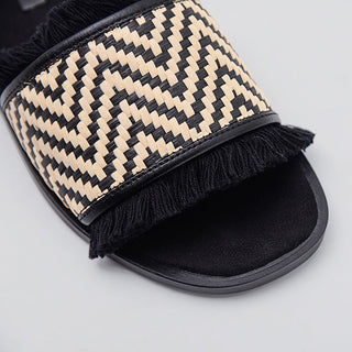 Flat beach woven tassels one-line sandals