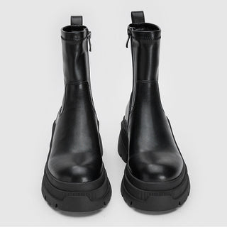 Thick-soled high-heeled genuine leather Martin boots