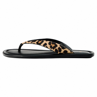 Leopard print flat flip flops