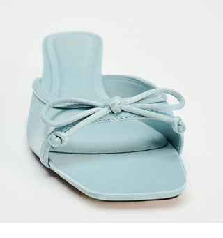 Bow kitten mid-heel mules