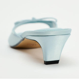 Bow kitten mid-heel mules