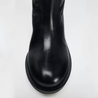 Leather round head boots