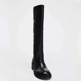 Leather round head boots