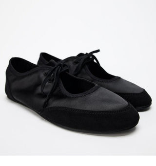 Flat ballet lace-up loafers