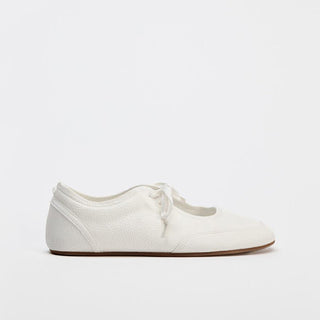 Flat ballet lace-up loafers