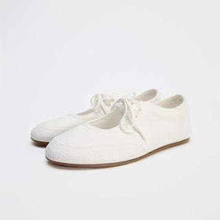 Flat ballet lace-up loafers