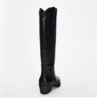 Thick heel embroidery knee-high boots