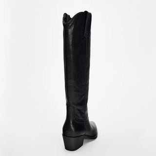 Thick heel embroidery knee-high boots