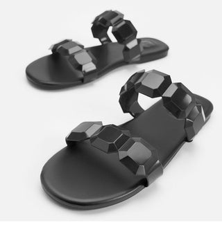 Flat crystal transparent straps sandals