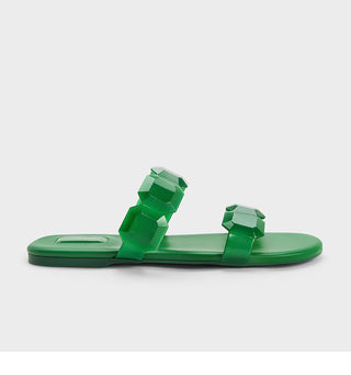 Flat crystal transparent straps sandals