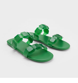 Flat crystal transparent straps sandals