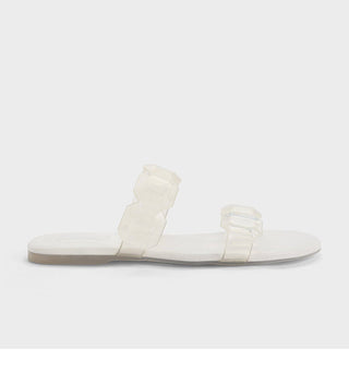 Flat crystal transparent straps sandals