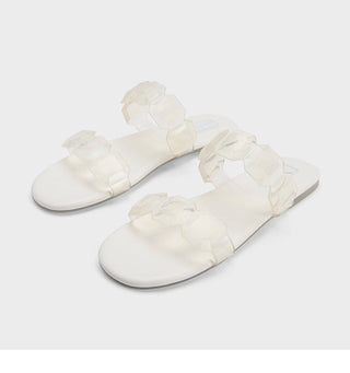 Flat crystal transparent straps sandals