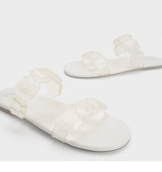 Flat crystal transparent straps sandals