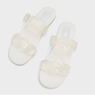 Flat crystal transparent straps sandals