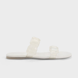 Flat crystal transparent straps sandals