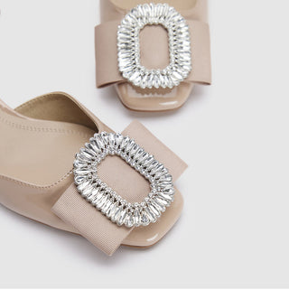 Patent leather rhinestone buckle strap sandals