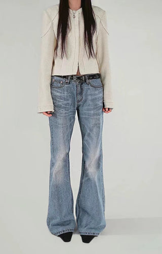 Low-waist micro-flared jeans