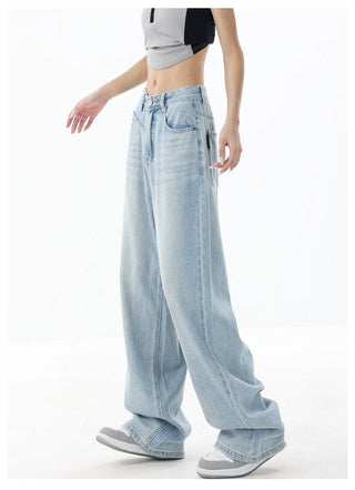 Light blue wide-leg jeans