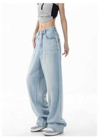 Light blue wide-leg jeans