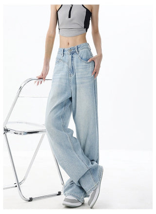 Light blue wide-leg jeans