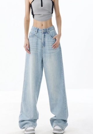 Light blue wide-leg jeans