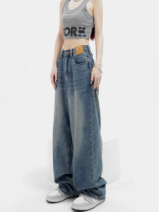 High-waisted baggy loose jeans