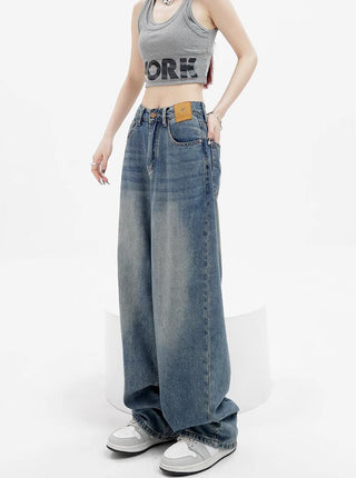 High-waisted baggy loose jeans