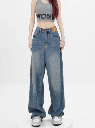 High-waisted baggy loose jeans