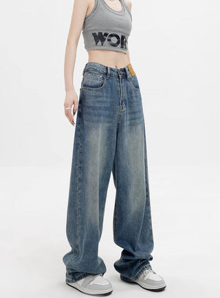 High-waisted baggy loose jeans