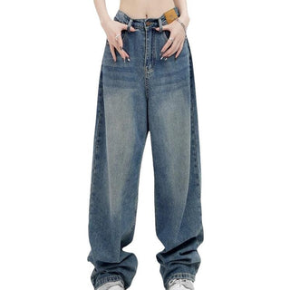 High-waisted baggy loose jeans