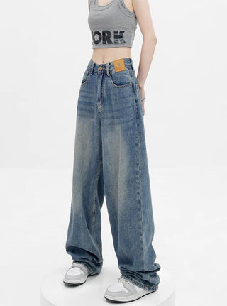 High-waisted baggy loose jeans