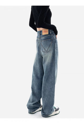 High waist blue jeans