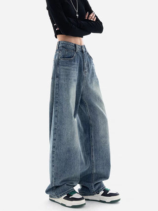 High waist blue jeans