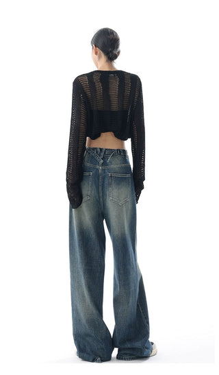 High-waisted Wide-leg Denim Jeans