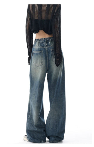 High-waisted Wide-leg Denim Jeans