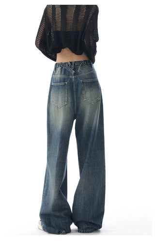 High-waisted Wide-leg Denim Jeans