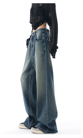 High-waisted Wide-leg Denim Jeans