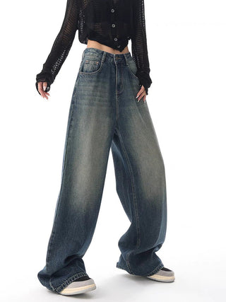 High-waisted Wide-leg Denim Jeans