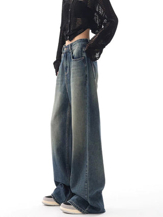 High-waisted Wide-leg Denim Jeans