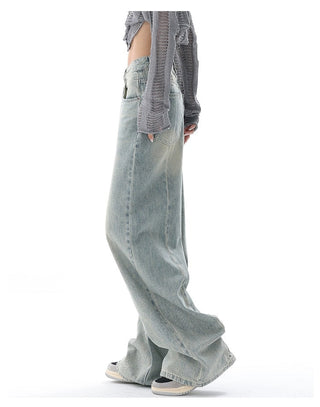 Retro Distressed Blue Baggy Jeans