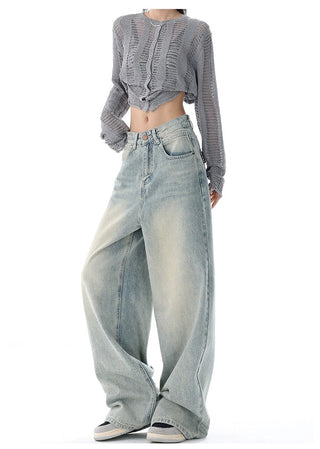 Retro Distressed Blue Baggy Jeans