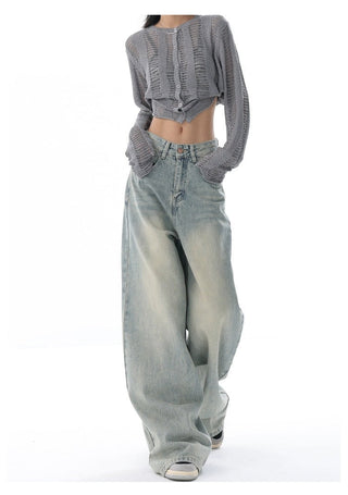 Retro Distressed Blue Baggy Jeans