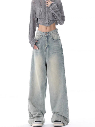 Retro Distressed Blue Baggy Jeans