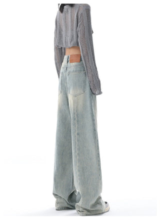 Retro Distressed Blue Baggy Jeans