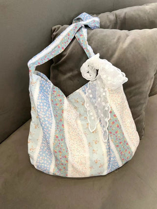 Summer floral canvas tote bag