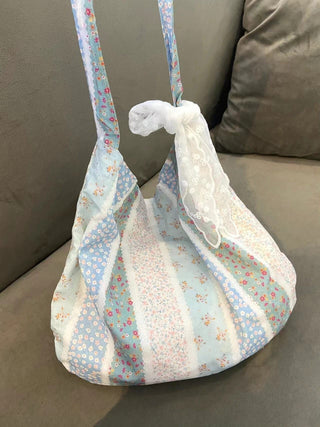 Summer floral canvas tote bag